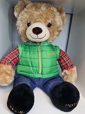 2019 Belkie Plush 18" Teddy Bear Christmas Stuffed Animal Holiday Green Vest